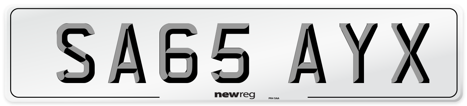 SA65 AYX Number Plate from New Reg